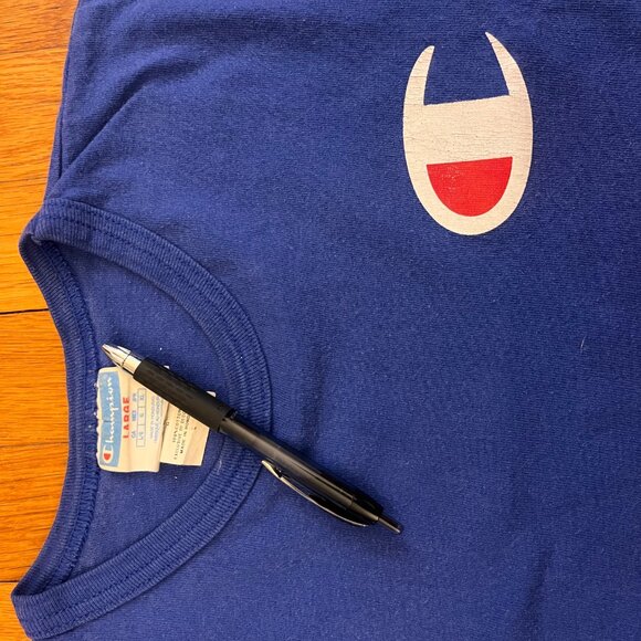 Champion Men's Blue Tee, Large - Picture 3 of 3